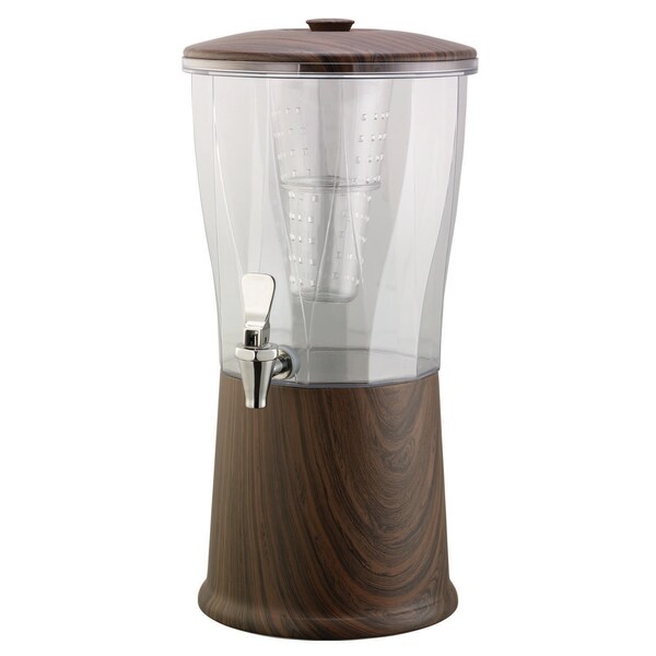 Service Ideas Beverage Dispenser, Round, 3 Gallon with Infuser Tube, Stainless Steel, Dark Wood CBDRT3DWSS - main